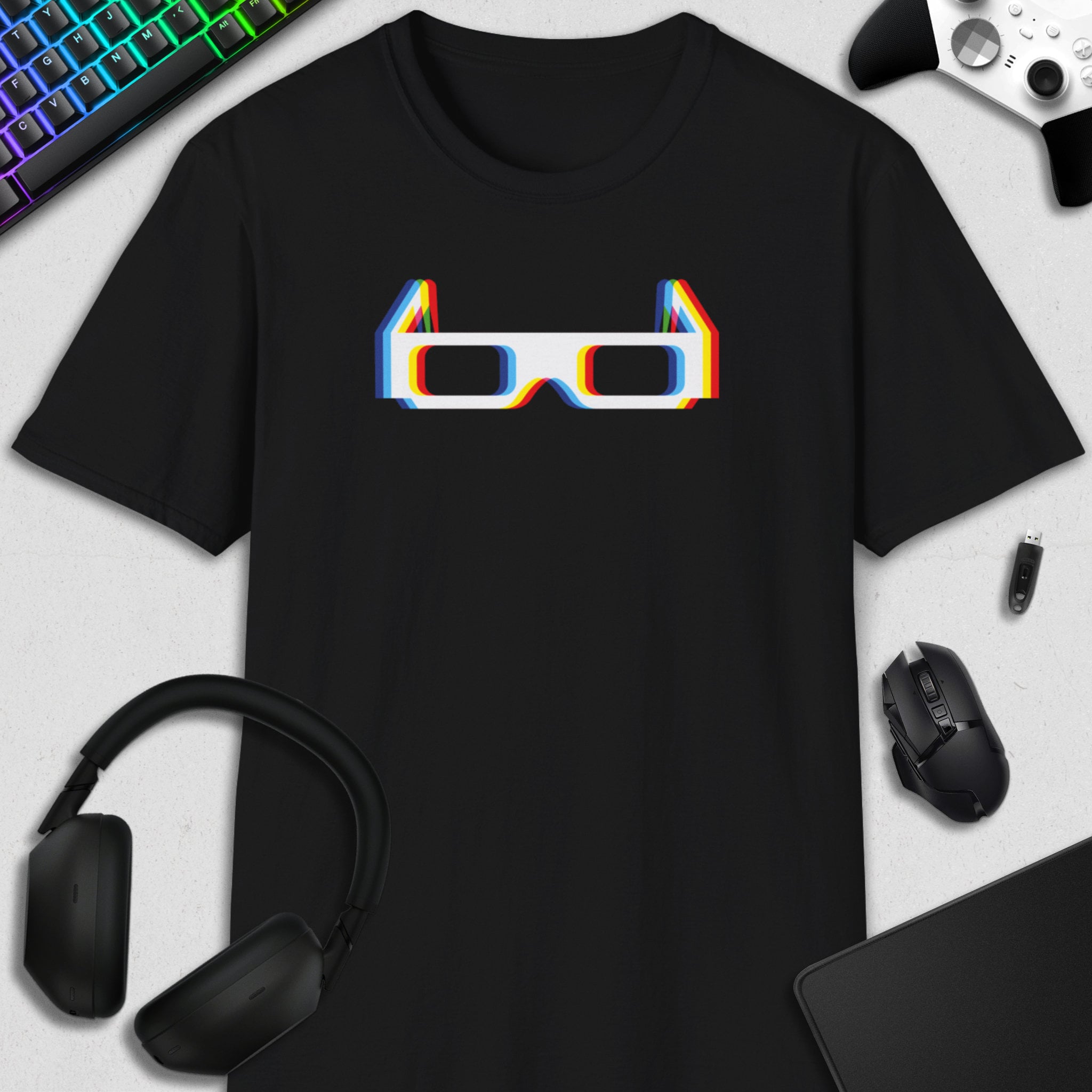 3D GLASSES TRIPPY VAPORWARE T-SHIRT