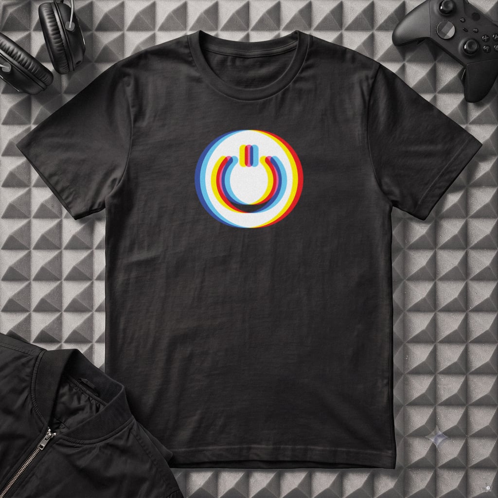 POWER BUTTON TRIPPY VAPORWARE T-SHIRT